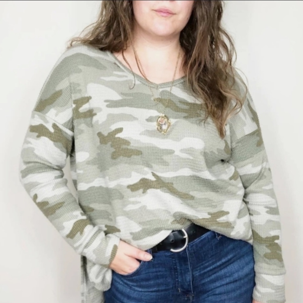 American Eagle Camo Slit Sweater